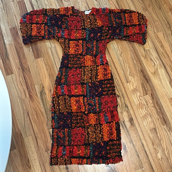 Mara Hoffman Freya Dress Popcorn Midi Todeo Print Bodycon L Celeb Style Luxury - Picture 11 of 14